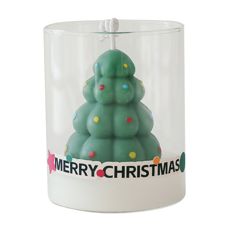 Winter-Weihnachtsmann-Apfel-Sojawachskerze im Glasbecher, kreatives, festliches Heimaroma