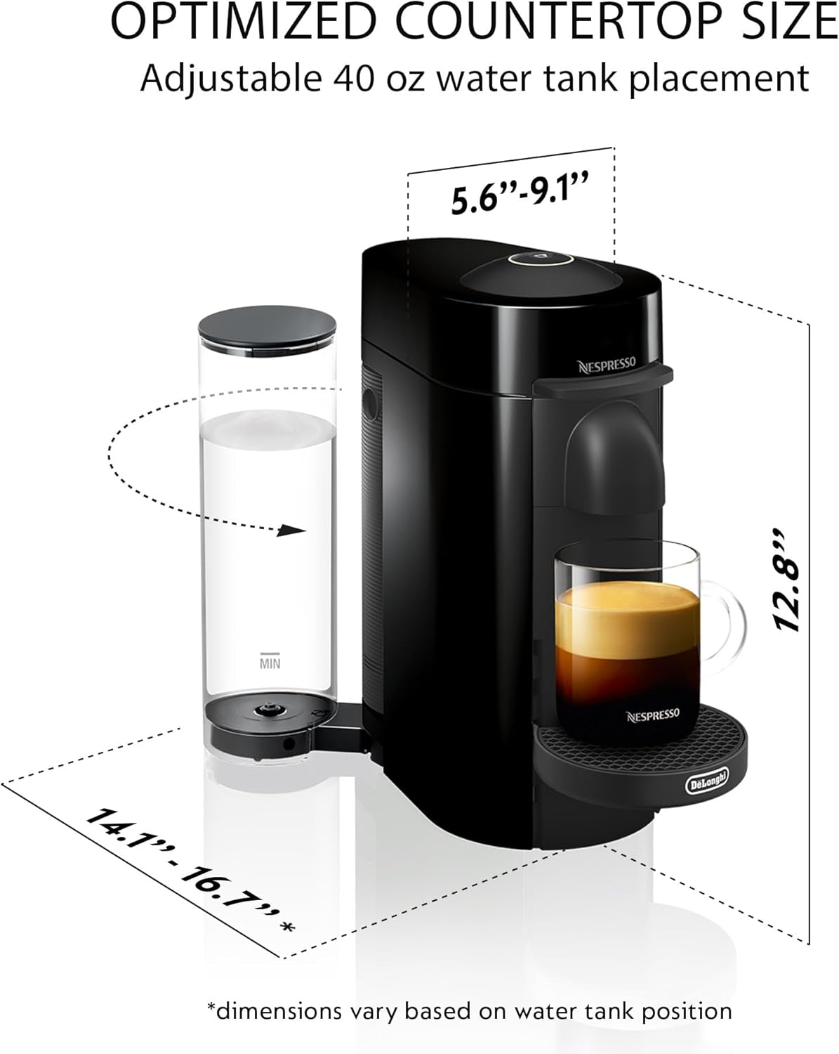 Nespresso Vertuo Plus Coffee and Espresso Maker by De'Longhi, Grey