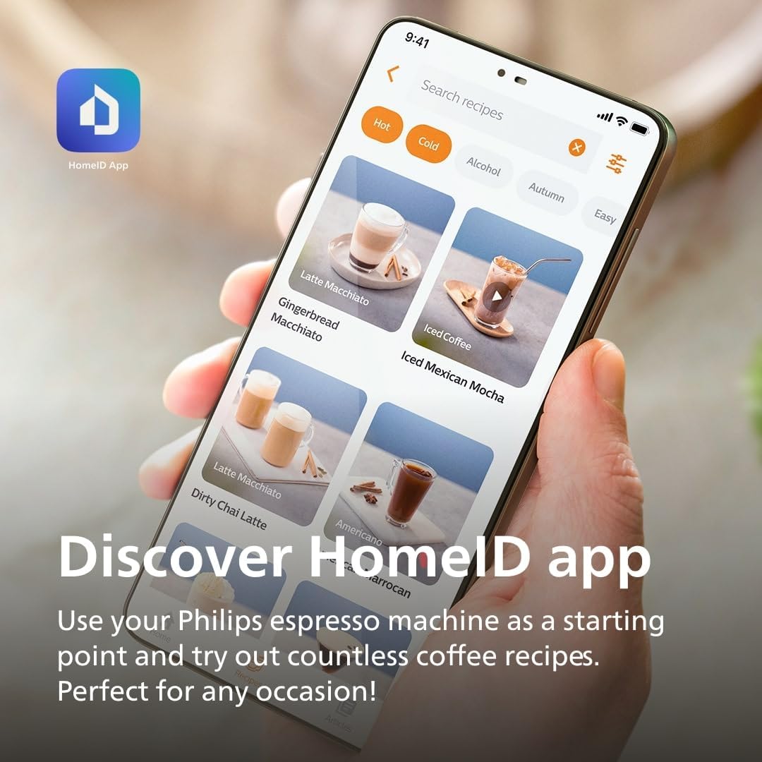 Philips Series 3300 Fully Automatic Espresso Coffee Machine - 6 Hot & Iced Drinks, LatteGo Milk System, 40% Quieter SilentBrew, Ceramic Grinder, Aquaclean Filter, Glossy Black (EP3341/50)