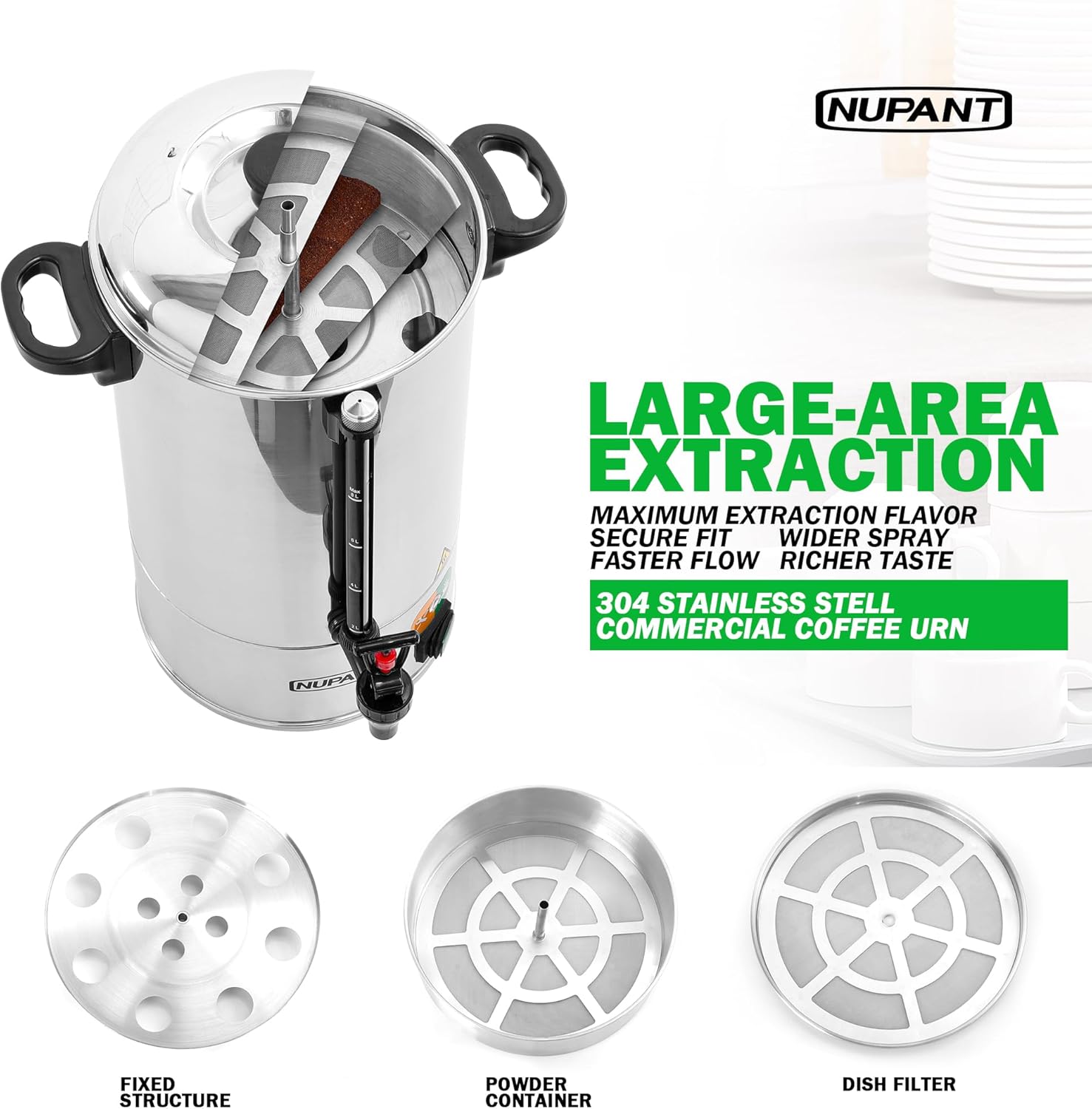 Commercial Coffee Urn 100 Cup 15L 304 Stainless Steel Large Coffee Maker