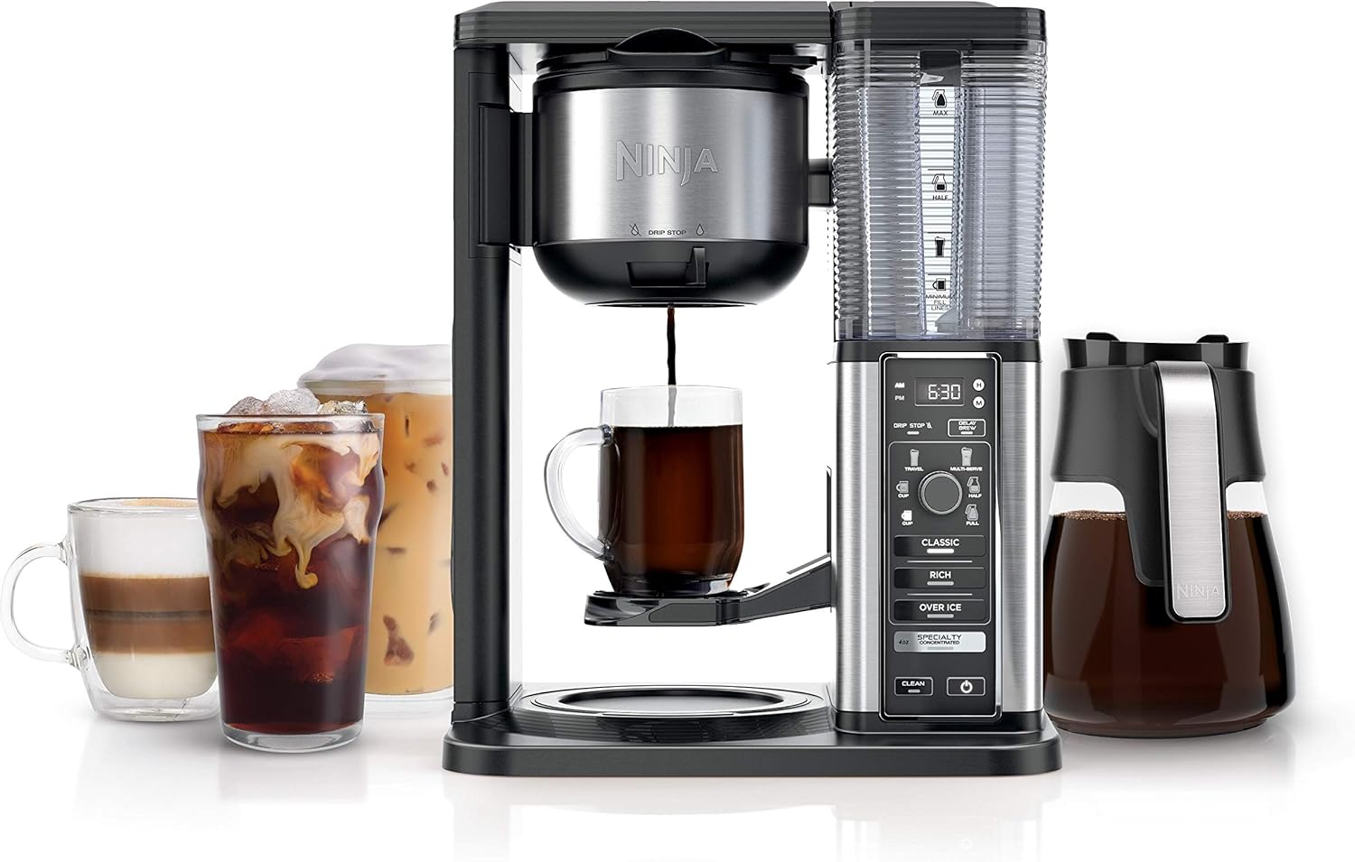 Ninja Hot & Iced XL Coffee Maker with Rapid Cold Brew, 4 Brew Styles, 8 Sizes Small Cup to Travel Mug, Single-Serve Coffee Brewer, 12-Cup Carafe, Permanent Filter, Removable Reservoir, Black, CM371